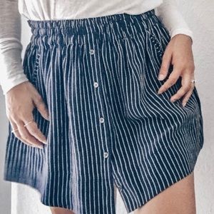 Joie Navy and White Striped Silk Skirt